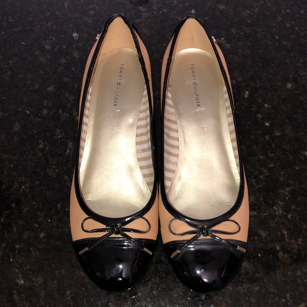 Cream and black Tommy Hilfiger heels.